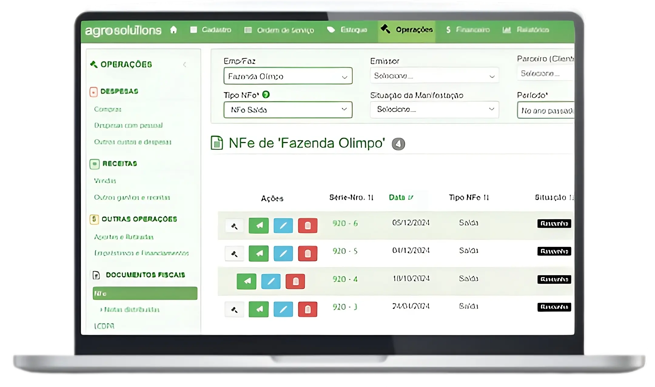 Interface de emissão de NFe simplificada