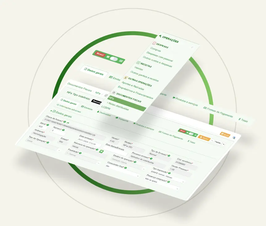 Ilustração de painel de controle e documentos fiscais